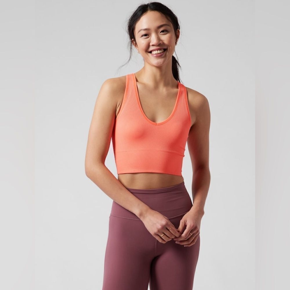 Athleta Aurora Crop Rib Tank NEW with tags Size Small Sunset Glow